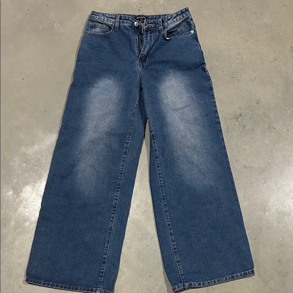 PrettyLittleThing Blue Wide Leg Jeans